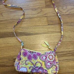 Vera Bradley Yellow and Pink Crossbody Bag with Floral Design